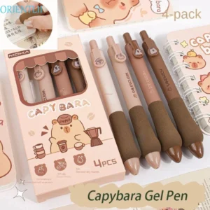4 Pçs Caneta Apagável, Aperto De Toque Macio Gel Capivara De Secagem Rápida, Escrita Papelaria